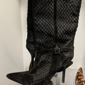 Black net boots